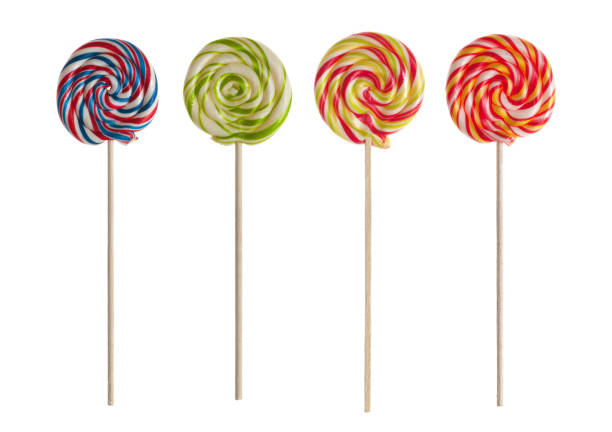 istock Collection of various lollipops isolated on white 459152181