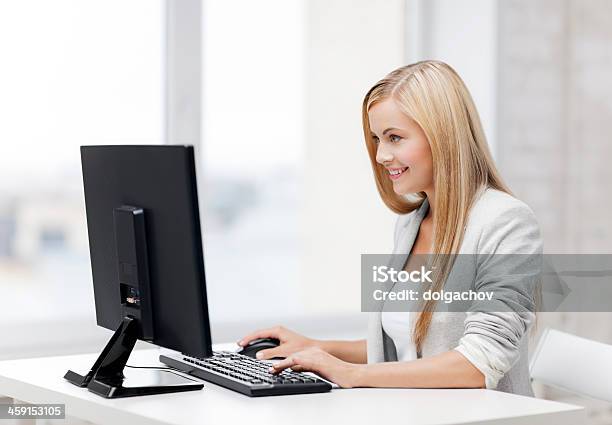 Businesswoman With Computer Stock Photo - Download Image Now - Businesswoman, Adult, Adults Only