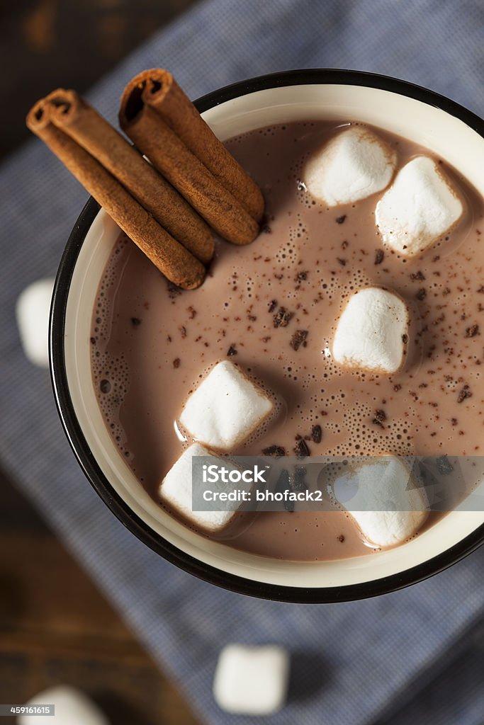 Gourmet Hot Chocolate Milk Gourmet Hot Chocolate Milk with Cinnamon and Marshmallows Alcohol - Drink Stock Photo