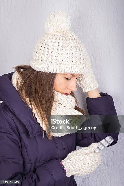 Young Woman Having Flu Takes Pills Stock Photo - Download Image Now - Acetylsalicylic Acid, Adult, Antibiotic