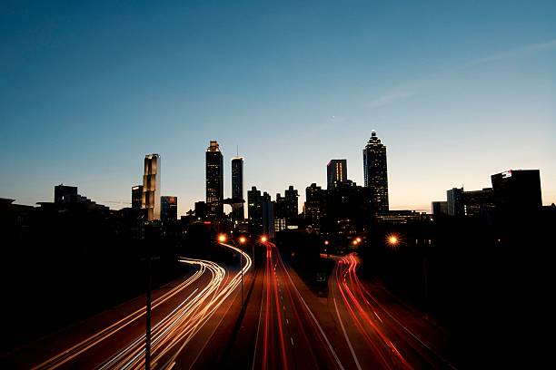 istock Atlanta skyline during sunset with tall buildings 459180909