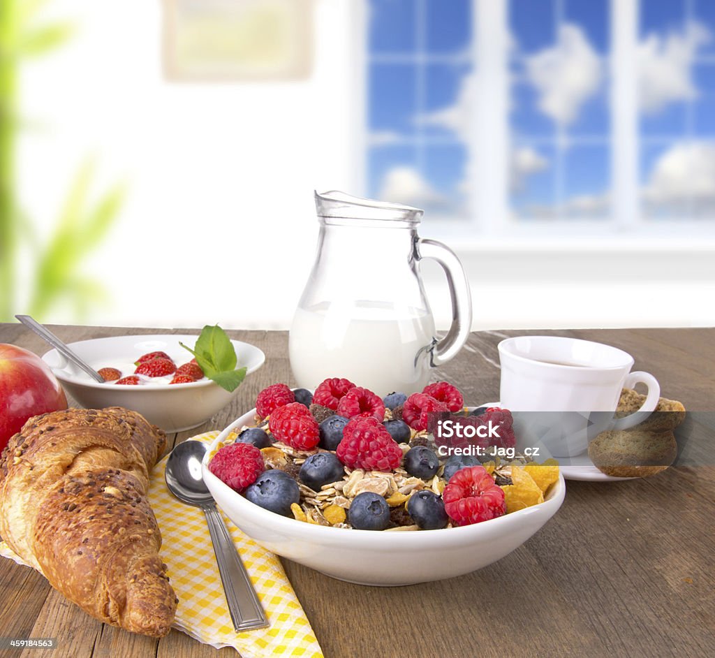 Helthy breakfast Healthy breakfast on wooden table Apple - Fruit Stock Photo