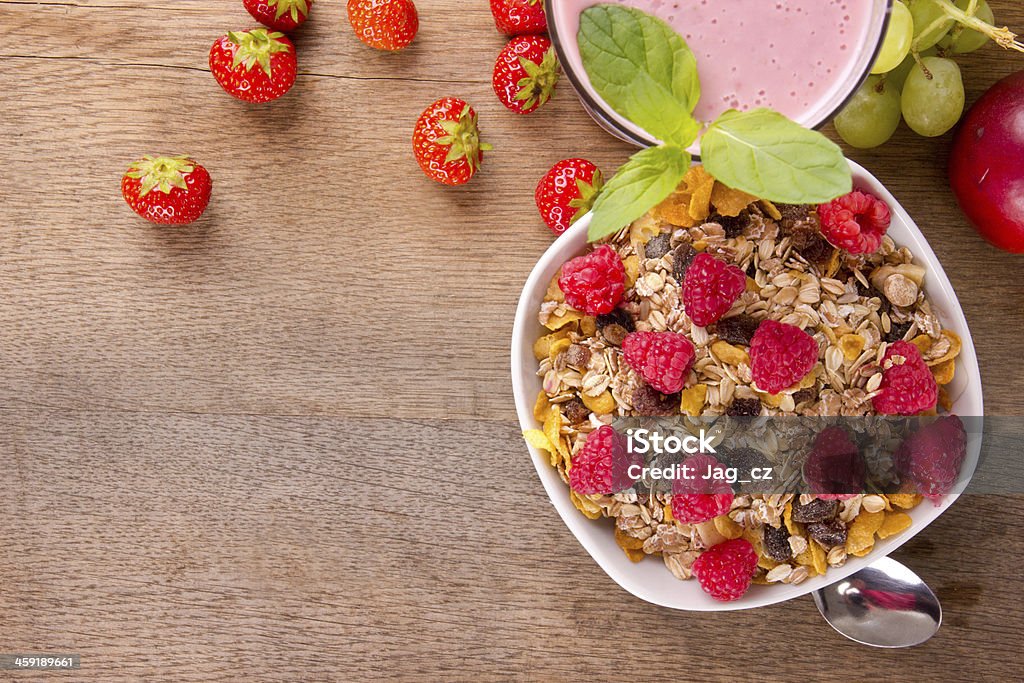 Helthy breakfast Healthy breakfast on wooden table Apple - Fruit Stock Photo