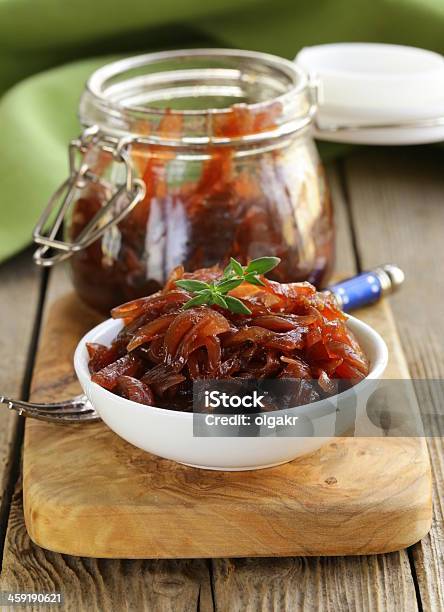 Red Onion Marmalade With Thyme French Cuisine Stock Photo - Download Image Now - Onion, Confit, Marmalade