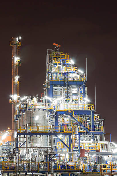 istock Chemical industrial plant in night time 459197227