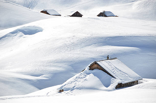 melchsee -frutt ,switzerland - chalet house snow switzerland ストックフォトと画像