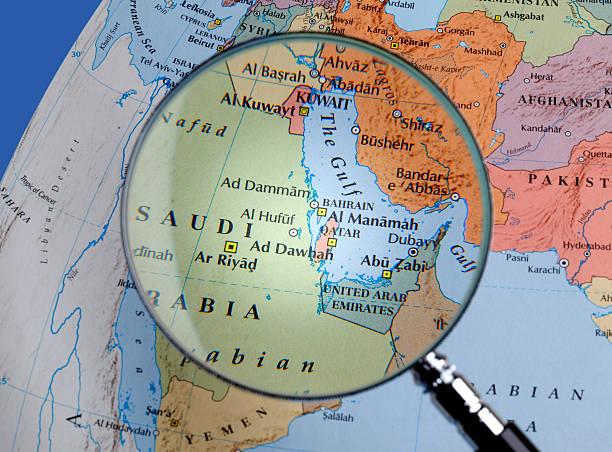 istock Magnifying glass over a map of Middle East 459200847