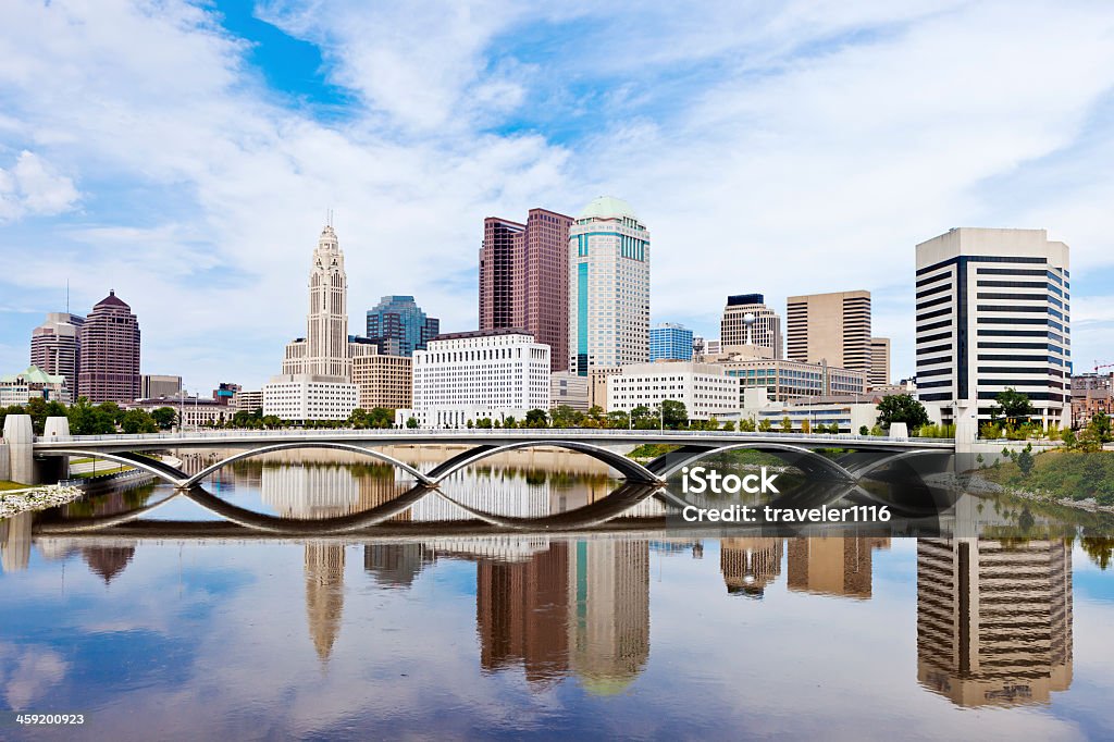 Columbus, Ohio, USA Downtown Columbus, Ohio On A Sunny Summer Day With Reflection In The River. Columbus - Ohio Stock Photo