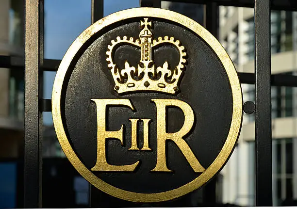 Photo of Queen Elisabeth initials. Tower of London.