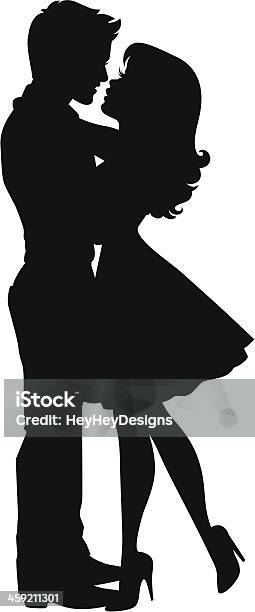 Romantic Embrace Silhouette Stock Illustration - Download Image Now - Kissing, Adult, Bonding