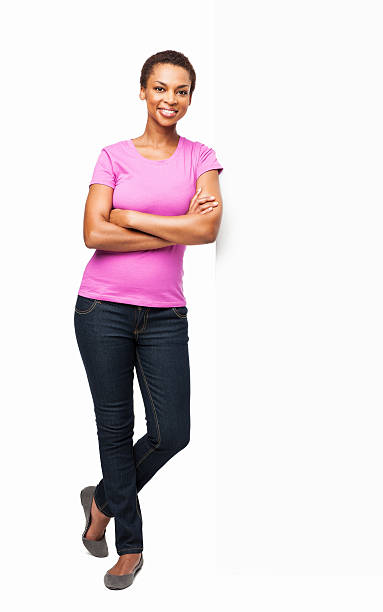 African American Woman Leaning - Isolated