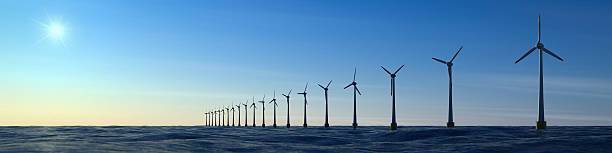 Offshore wind farm panorama stock photo