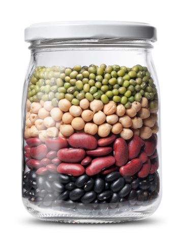 Varieties of beans. Photo with clipping path.