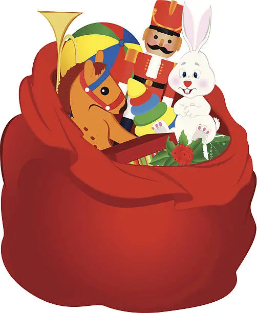 Vector illustration of Santa Bag