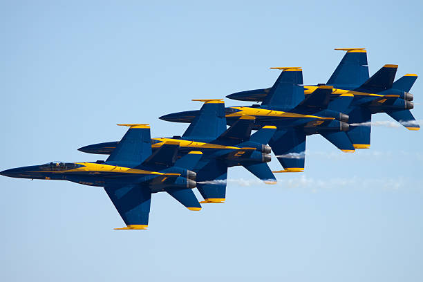 Stacked Up San Diego, United States- October 1, 2011: The U.S Navy Flight Demonstration Squadron, the Blue Angels, flying in formation at the Marine Corps Air Station Miramar Airshow. 2011 marks 100 years of naval aviation. miramar air show stock pictures, royalty-free photos & images