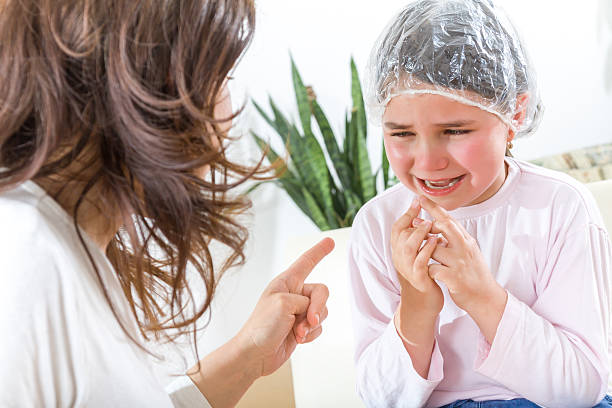 Little girl crying her eyes out stock photo