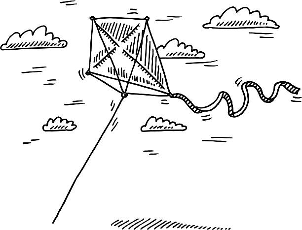 388 Flying Kite Wind Drawing Illustrations & Clip Art - iStock
