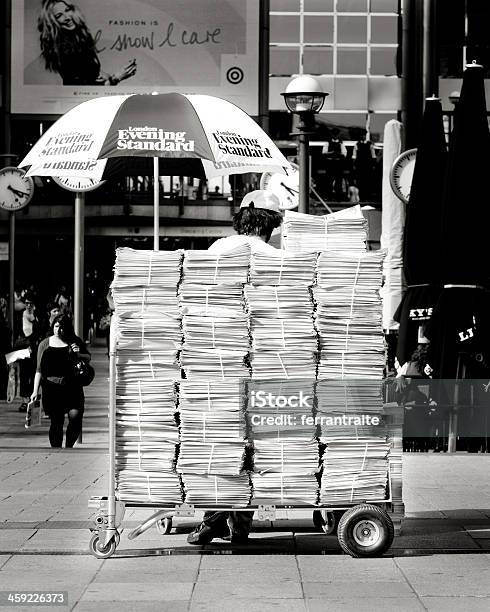 London Evening Standard Stock Photo - Download Image Now - Paper Delivery Person, Free of Charge, Newspaper