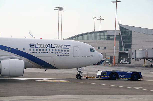 Israeli Airplane ,Ben Gurion Airport Israel stock photo