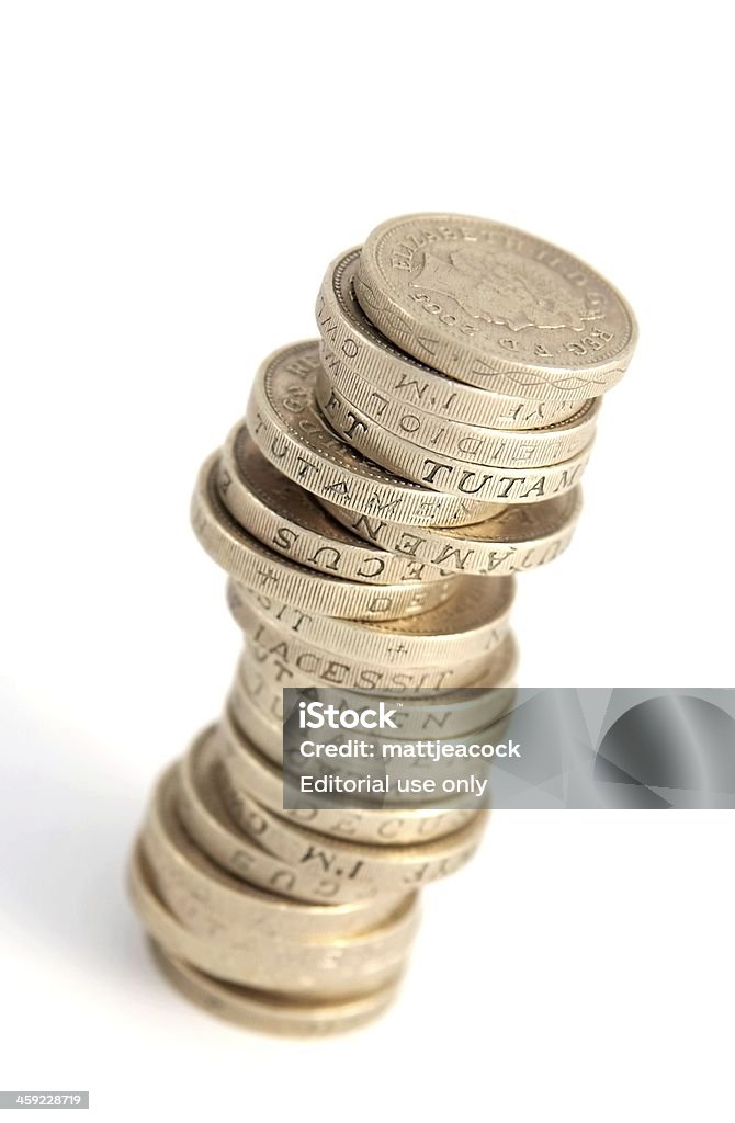 Monedas de una libra británica - Foto de stock de Blanco - Color libre de derechos