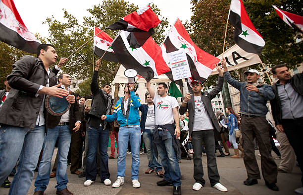 solidariedade da síria - protest editorial people travel locations - fotografias e filmes do acervo