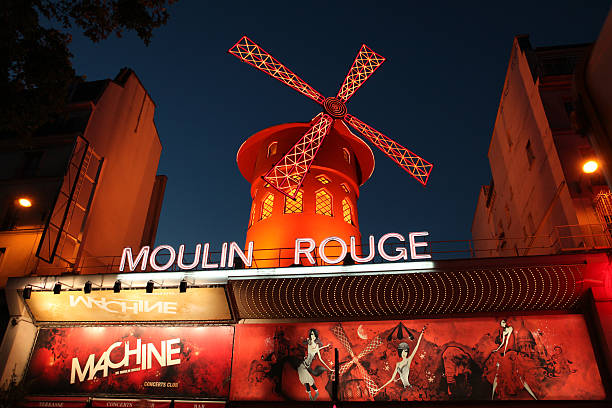 Le Moulin Rouge at the dusk stock photo