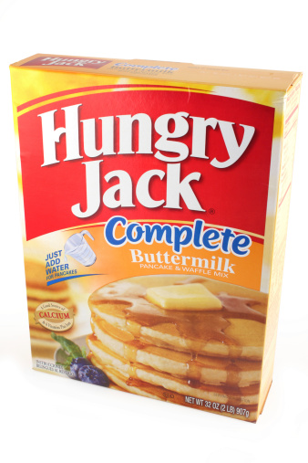 Quakertown, Pennsylvania, United States - September 07, 2011. Hungry Jack complete buttermilk pancake and waffle mix isolated on a white background.