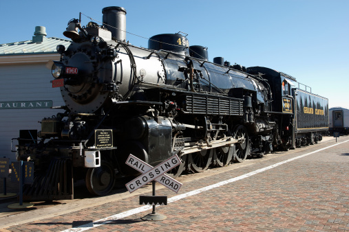 Williams, USA - April 5, 2009: Grand Canyon Railway steam locomotive at Williams AZ station