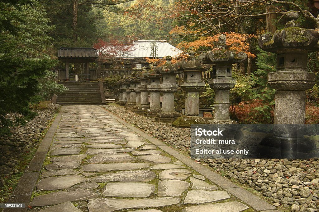 Caminho de pedras no jardim japonês - Foto de stock de Arbusto royalty-free