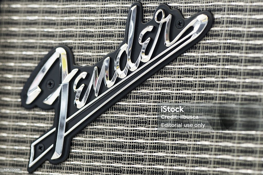 Para-lama frontal do logotipo na guitarra Amplificador - Foto de stock de Amplificador royalty-free