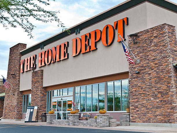 The Home Depot Hom Improvement Retail Store Front with Sign stock photo