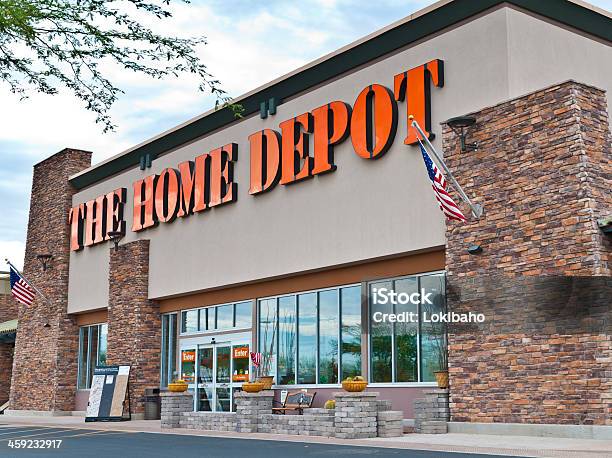 The Home Depot Hom Improvement Retail Store Front With Sign Stock Photo - Download Image Now