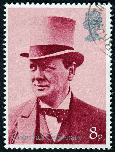 Winston Churchill Stamp Richmond, Virginia, USA - December 11th, 2011:  Cancelled Stamp From England Featuring Winston Churchill Who Was The Prime Minister Of England From 1951 Until 1955. winston churchill prime minister stock pictures, royalty-free photos & images