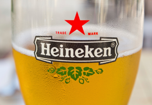 Sulina, Romania - August 10 2011: Heineken branded grass of beer