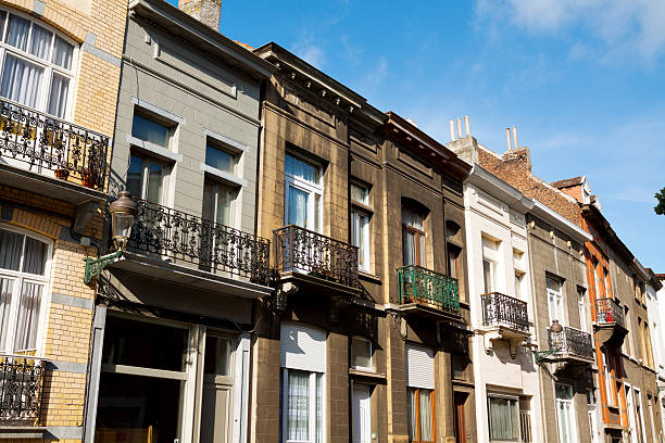 Rowhouses in Brussels Typical rowhouses with two floors in Brussels. houses in brussels stock pictures, royalty-free photos & images