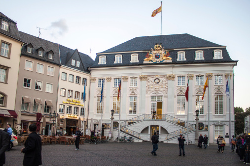 Bonn, Germany - September 24, 2012:  The Old City Hall on the Market Squarey. Bonn is former capital of Germany with population of 330,000.