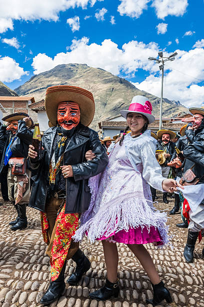 Pisac, Peru - July 16, 2013: dancer at Virgen del Carmen parade in the peruvian Andes at Pisac Peru on july 16th, 2013