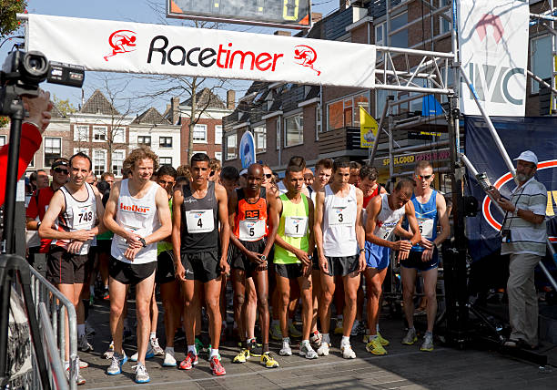 Top runners waiting to start stock photo