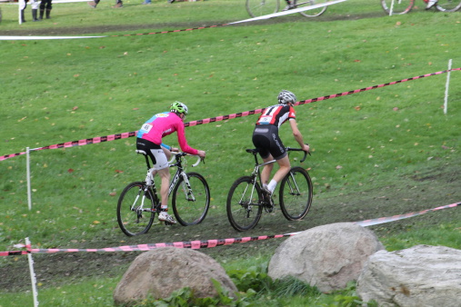 Manchester, United Kingdom - October 20, 2013: Cyclists in Rapha 2013 Super Cross Elite Race Competition