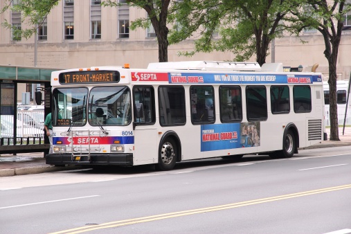 Philadelphia, United States - June 11, 2013: People ride SEPTA bus on June 11, 2013 in Philadelphia. SEPTA served almost 321 million rides in 2010.