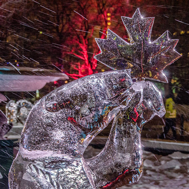 Polar Bear Ice Sculpture (Winterlude) stock photo