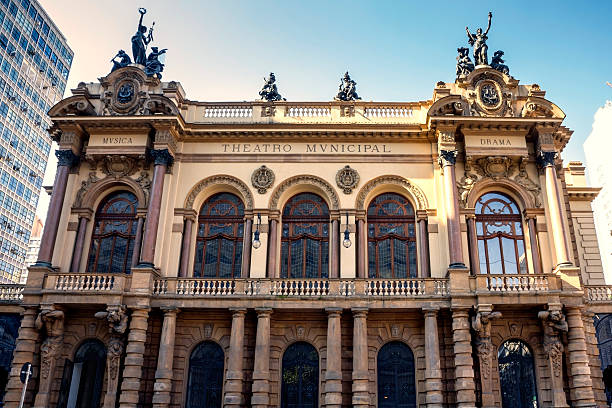 teatro municipale - urban scene brazil architecture next to foto e immagini stock