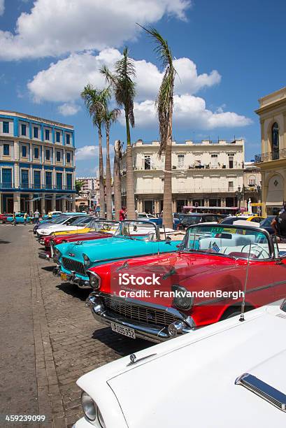 Colorful Taxis Stock Photo - Download Image Now - In A Row, 1950-1959, 1960-1969