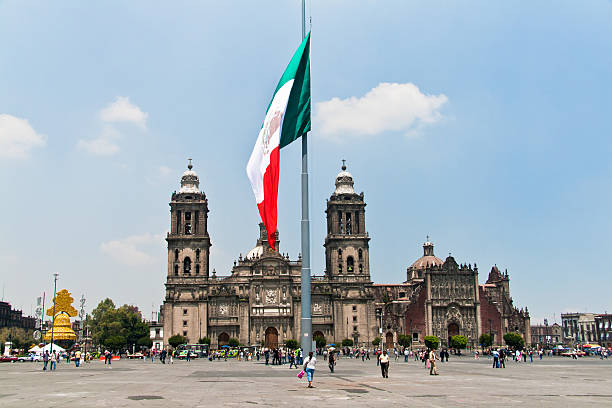 The Zocalo flag, Mexico stock photo