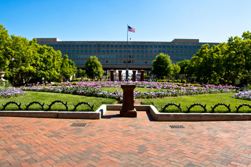 Washington DC, United States - May 2, 2013: Smithsonian Institution Castle garden