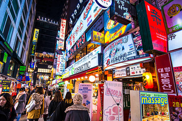 seul vida noturna - built structure building exterior asian culture seoul - fotografias e filmes do acervo