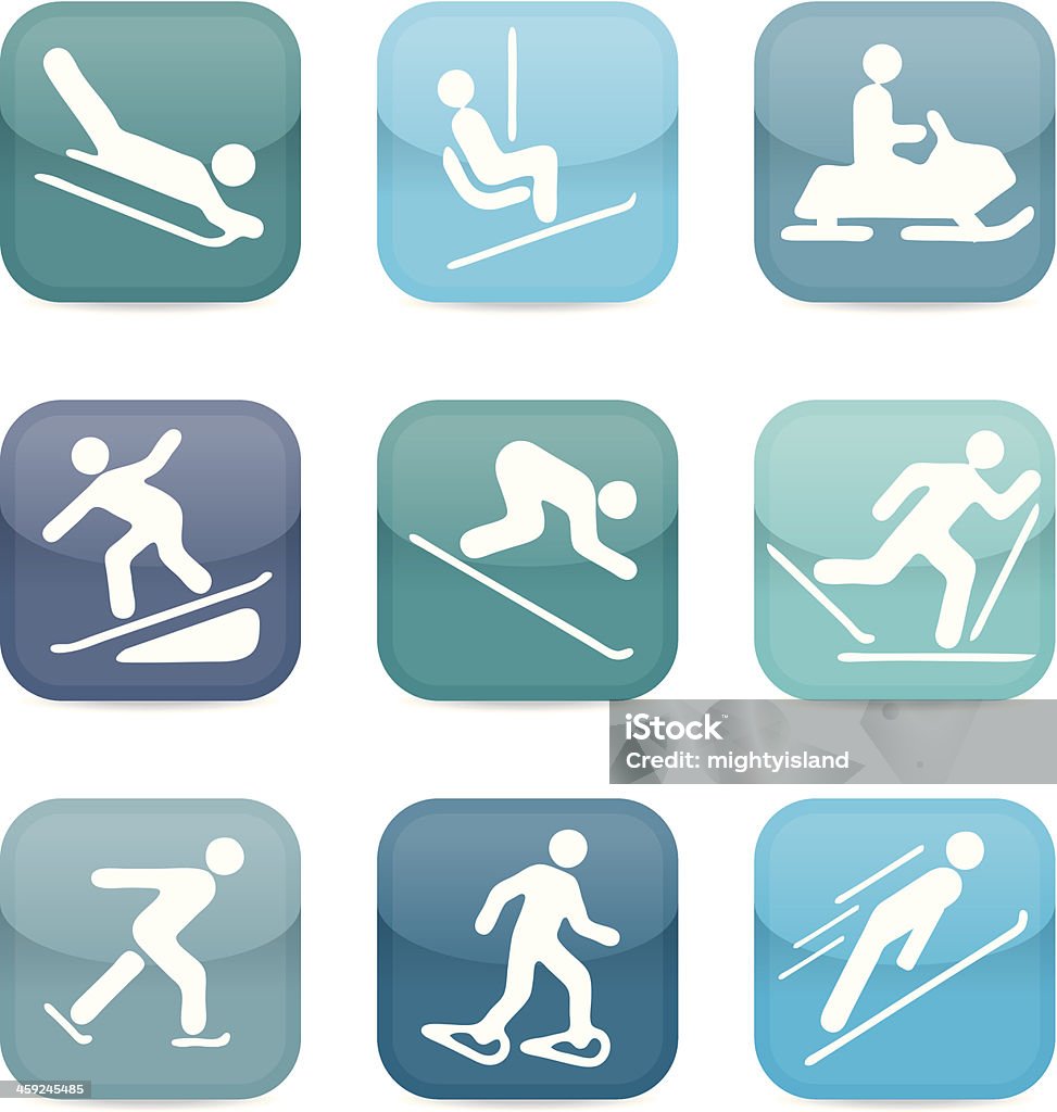 Iconos de deporte de nieve - arte vectorial de Raqueta para la nieve libre de derechos