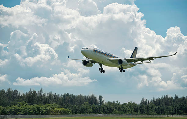 Aviones en Landing enfoque - foto de stock