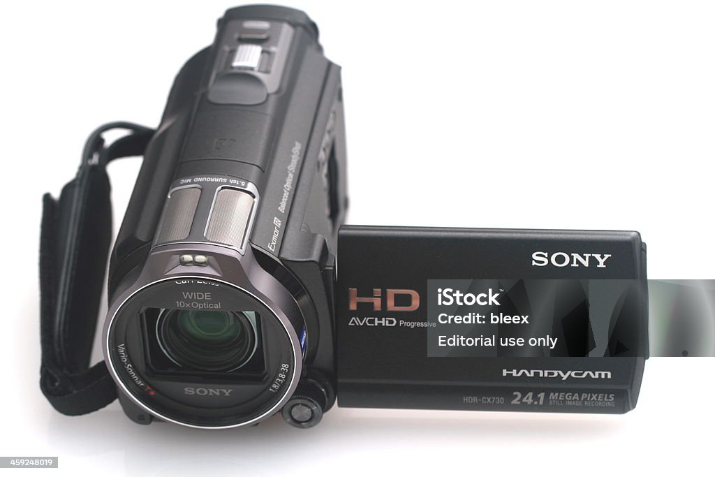 Sony Cx730 "Lausanne, Switzerland - January 4, 2013 : Sony hdr-cx730 camcorder isolated on white background. this camcorder offers very good optical stabilization and semi-pro image quality." Camera - Photographic Equipment Stock Photo