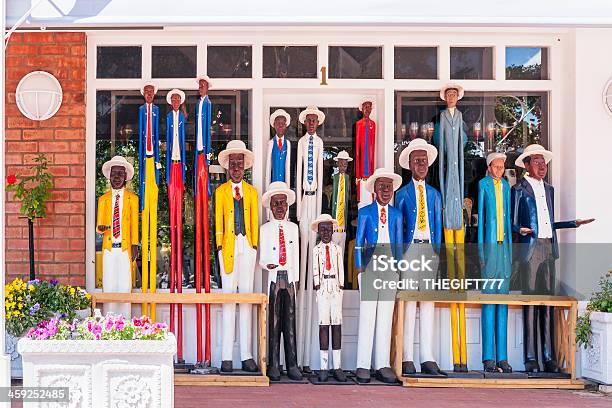Statues Outside A Store In Franschhoek Stock Photo - Download Image Now - Africa, Art And Craft, Business